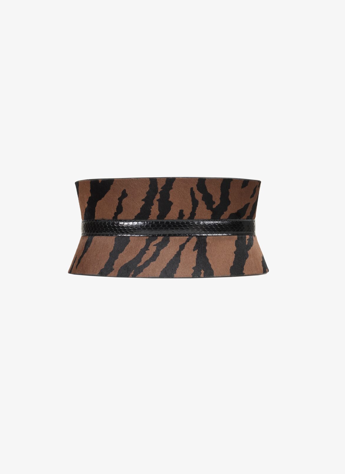 CORSET IMP. POULAIN ZEBRA+ELAPHE BROWN/BLACK ALAÏA BROWN/BLACK  CORSET IMP. POULAIN ZEBRA+ELAPHE BROWN/BLACK